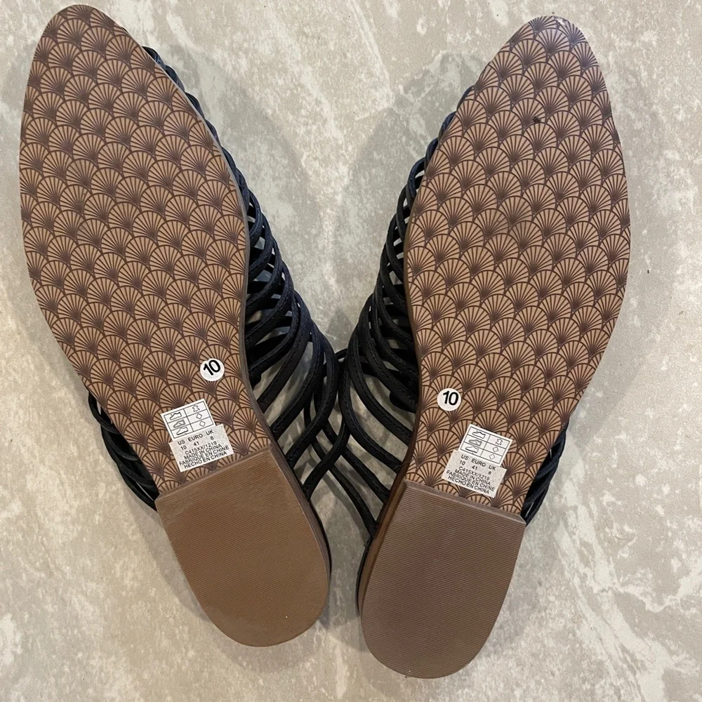 NWT Kelsi Dagger Black Brooklyn Women's Black Leather Strappy Seba Mules - Picture 3 of 8